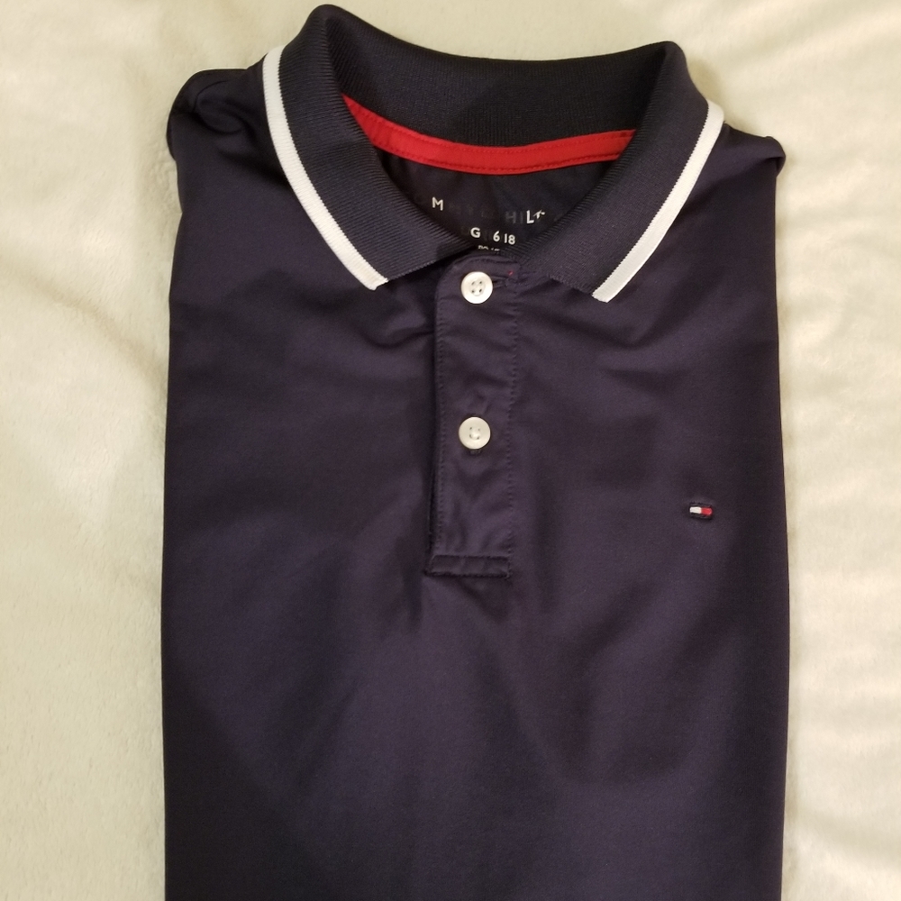 $10 - Boys navy blue Tommy Hilfiger polo - Large 16-18